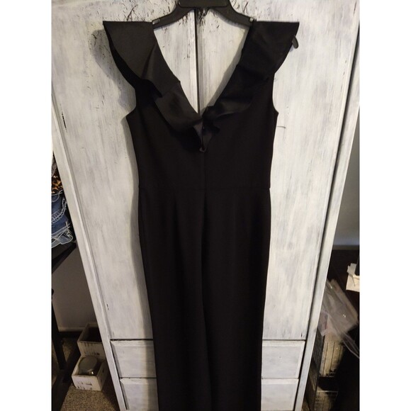 Lauren Ralph Lauren wide leg ruffled v-neck sleeveless black Romper Size 6 Boho - Picture 5 of 11